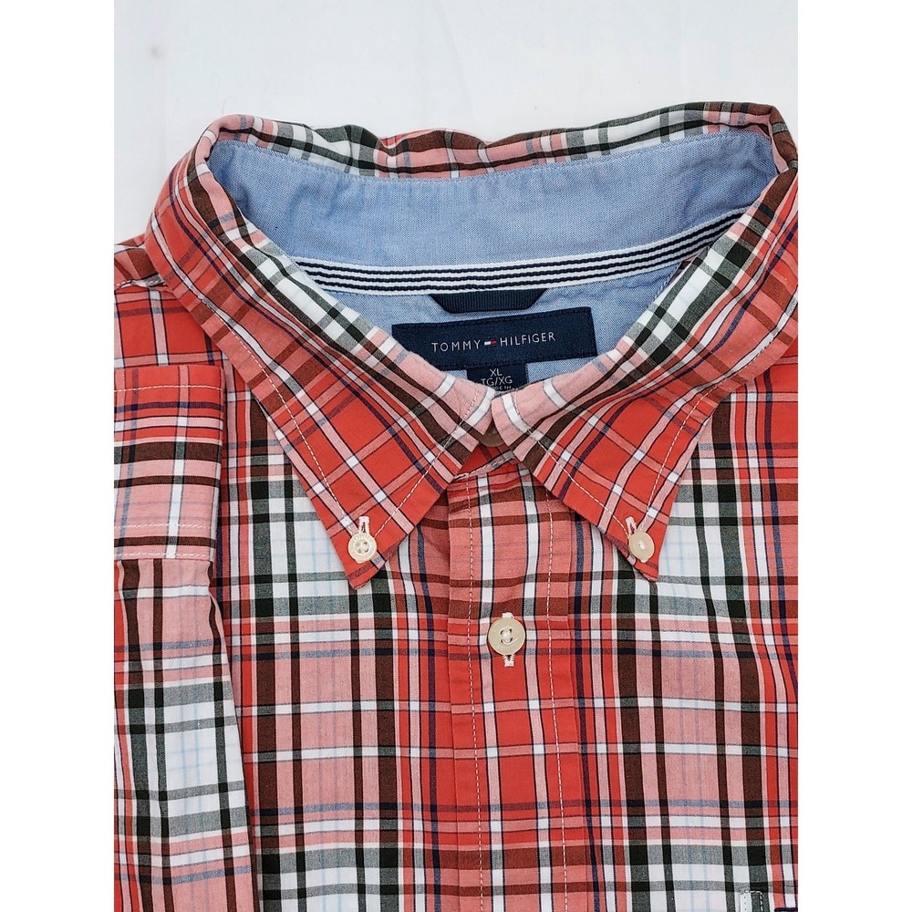 Tommy Hilfiger XL‎ Coral Plaid Button Down Shirt Menswear